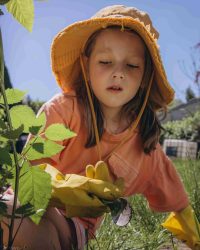 Young girl with a sun hat outdoors